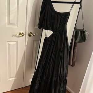 Moon River Elegant Black One-Shoulder Dress